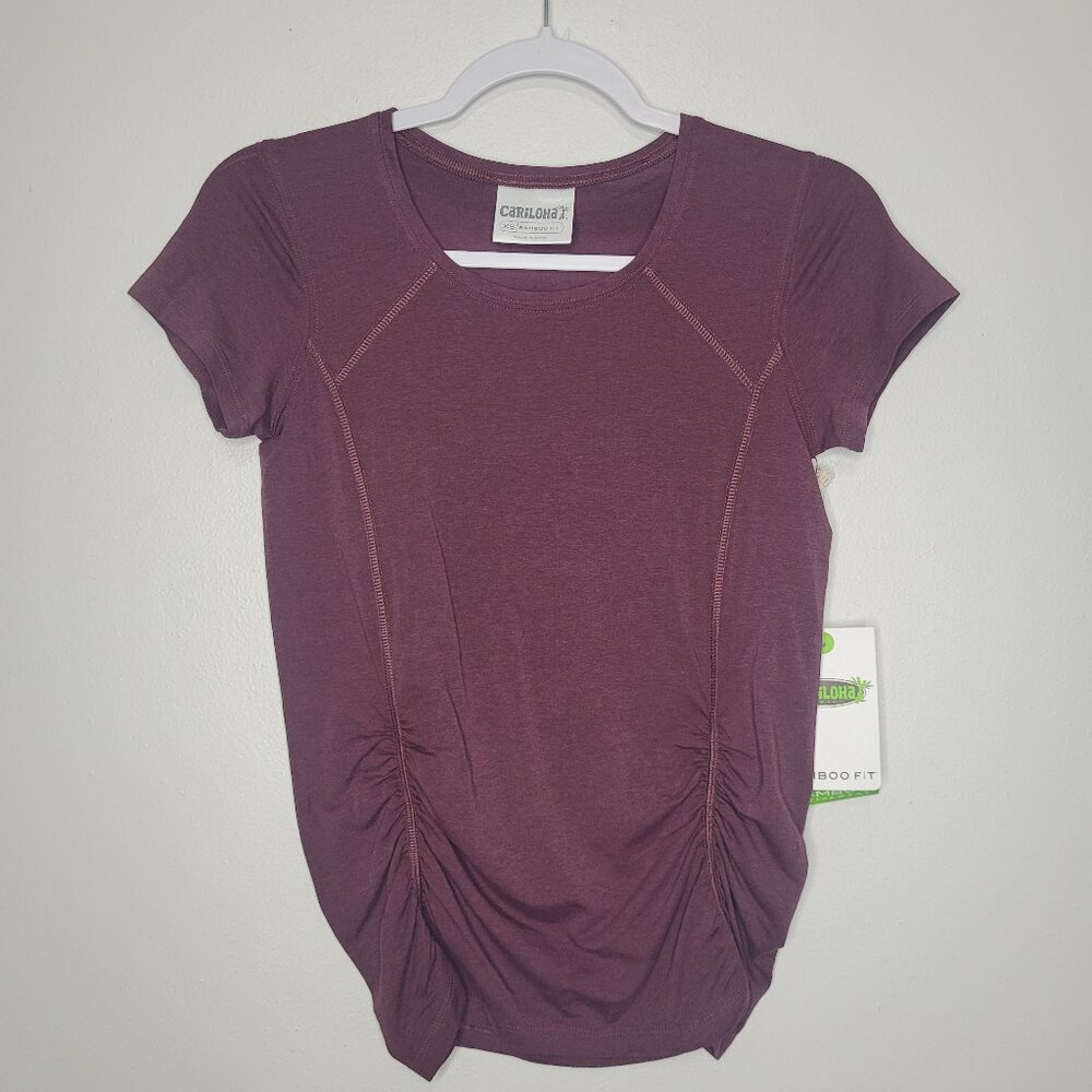 Cariloha organic cotton blend short sleeve stretch active workout shirt XS NWT